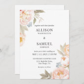 Aangepaste witte blauwe bessen perzik bloemen brui kaart (Voorkant / Achterkant)