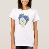 Aangepaste witte blauwe hortensia's 30e verjaardag t-shirt (Voorkant)
