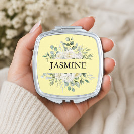 Aangepaste witte bloem bohemian terracotta handtas spiegeltje