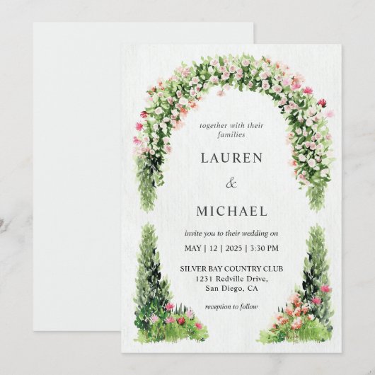 Aangepaste Witte Bloemen Monet's Tuin Huwelijk Kaart (Voorkant / Achterkant)