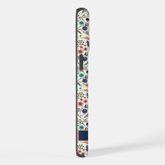 Aangepaste witte bloemige blauwe perzik bloemen iPhone hoesje (Rechterkant)