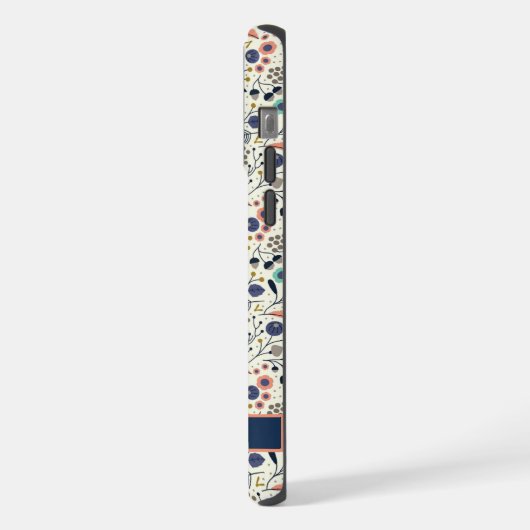 Aangepaste witte bloemige blauwe perzik bloemen iPhone hoesje (Linkerkant)