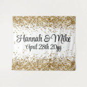 Aangepaste witte bruiloft achtergrond foto booth P Wandkleed (Voorkant (horizontaal))