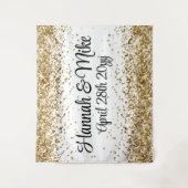 Aangepaste witte bruiloft achtergrond foto booth P Wandkleed (Voorkant)