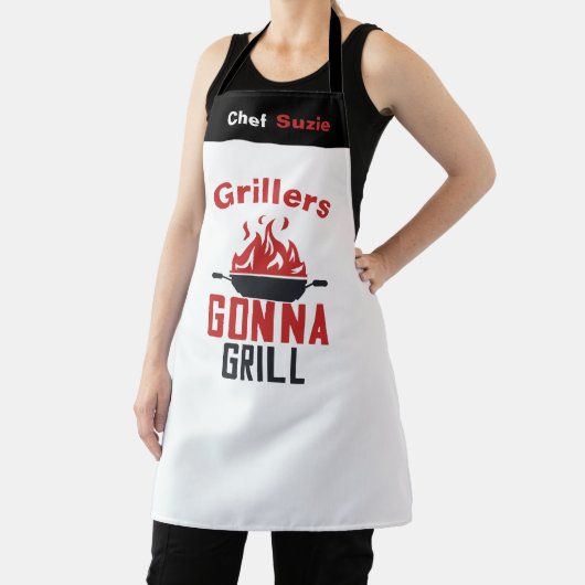 Aangepaste witte chef-kok Gepersonaliseerde naam F Schort (Insitu)