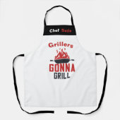 Aangepaste witte chef-kok Gepersonaliseerde naam F Schort (Voorkant)