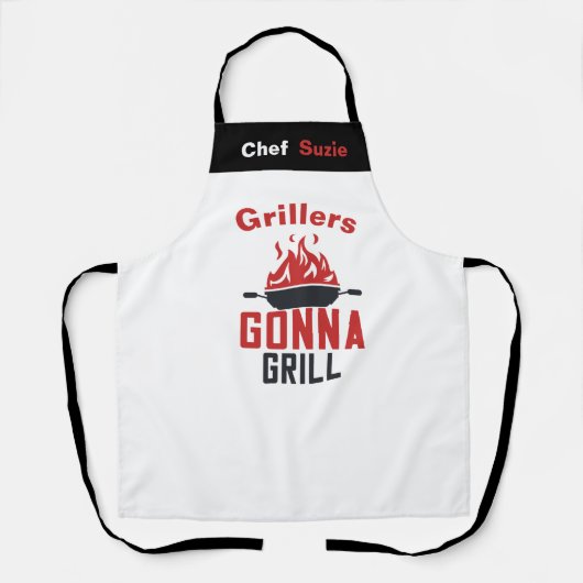 Aangepaste witte chef-kok Gepersonaliseerde naam F Schort (Voorkant)