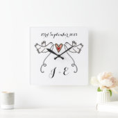 Aangepaste witte doven bruiloft Gift Acrylsqua Vierkante Klok (Huis)