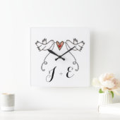 Aangepaste witte doven bruiloft Gift Acrylsqua Vierkante Klok (Huis)