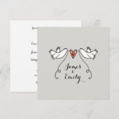 Aangepaste Witte Doves Love Heart Weddenschap Kaart (Voorkant / Achterkant)