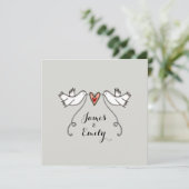 Aangepaste Witte Doves Love Heart Weddenschap Kaart (Staand voorkant)