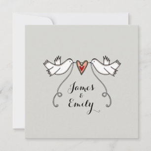 Aangepaste Witte Doves Love Heart Weddenschap Kaart