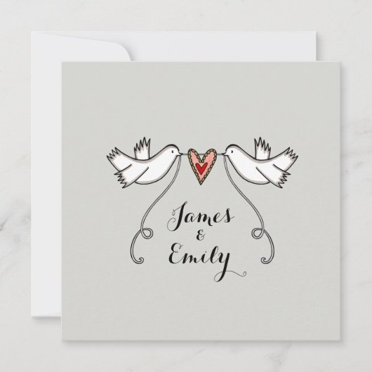 Aangepaste Witte Doves Love Heart Weddenschap Kaart (Voorkant)