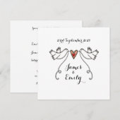 Aangepaste Witte Doves Love Heart Weddenschap Kaart (Voorkant / Achterkant)