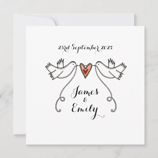 Aangepaste Witte Doves Love Heart Weddenschap Kaart (Voorkant)