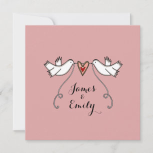 Aangepaste Witte Doves Love Heart Weddenschap Kaart