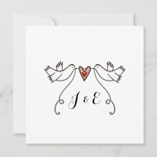 Aangepaste Witte Doves Love Heart Weddenschap Kaart (Voorkant)