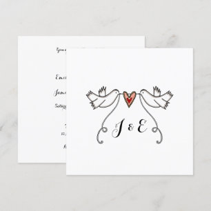 Aangepaste Witte Doves Love Heart Weddenschap Kaart