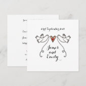 Aangepaste Witte Doves Love Heart Weddenschap Kaart (Voorkant / Achterkant)