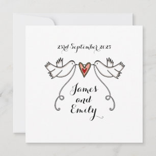 Aangepaste Witte Doves Love Heart Weddenschap Kaart