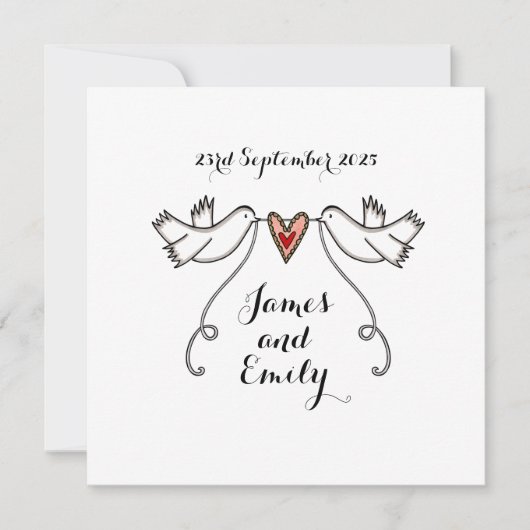 Aangepaste Witte Doves Love Heart Weddenschap Kaart (Voorkant)