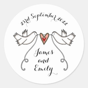 Aangepaste witte doves weddenschap ronde sticker