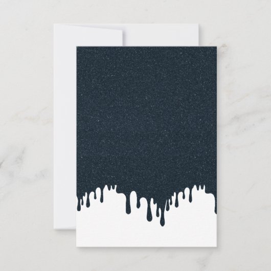 Aangepaste witte druppel RSVP kaart – Charcoal tex (Voorkant)