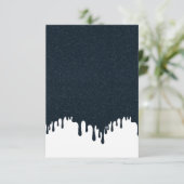 Aangepaste witte druppel RSVP kaart – Charcoal tex (Staand voorkant)