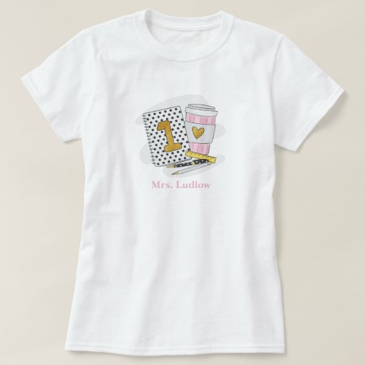 Aangepaste witte eerste klas leraar t-shirt (Design voorkant)