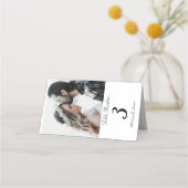 Aangepaste witte elegante kalligrafie foto bruilof plaatskaartje (Achterkant)