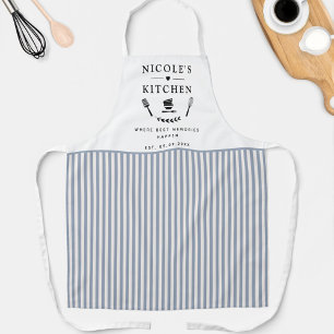 Aangepaste, witte en blauwe strepen, Farmhouse Kit Schort