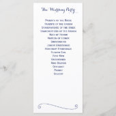 Aangepaste witte en blauwe trouwprogramma's rekkaa programmakaart (Achterkant)