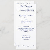 Aangepaste witte en blauwe trouwprogramma's rekkaa programmakaart (Voorkant / Achterkant)