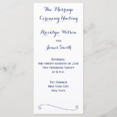 Aangepaste witte en blauwe trouwprogramma's rekkaa programmakaart (Voorkant)