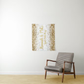 Aangepaste witte en gouden glitters bruiloftsfotoh wandkleed (In situ)