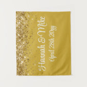 Aangepaste Witte en Gouden Huwelijksachtergrond Fo Wandkleed (Voorkant)