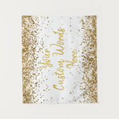 Aangepaste witte en gouden verjaardagsfeest fotoca wandkleed (Voorkant)