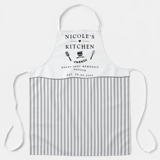 Aangepaste, Witte en Grijze Strepen, Boerderij Keu Schort (Voorkant)