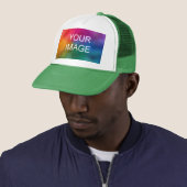 Aangepaste witte en groene elegante moderne Sjablo Trucker Pet (In situ)