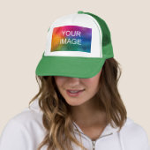 Aangepaste witte en groene elegante moderne Sjablo Trucker Pet (In situ)