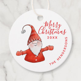 Aangepaste Witte en Rode Schattigee Gnoom Vrolijk Bedankjes Labels