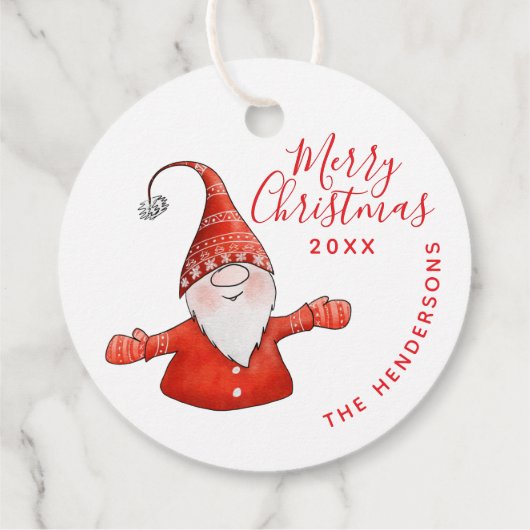 Aangepaste Witte en Rode Schattigee Gnoom Vrolijk  Bedankjes Labels (Achterkant)