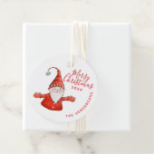 Aangepaste Witte en Rode Schattigee Gnoom Vrolijk  Bedankjes Labels (In situ)