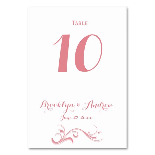 Aangepaste witte en roze huwelijks tafelnummers (Voorkant)