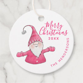 Aangepaste Witte en Roze Schattigee Gnome Vrolijk Bedankjes Labels