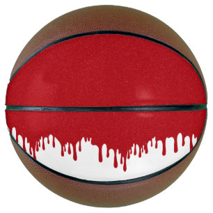 Aangepaste witte en tomaat rode druipende basketba basketbal