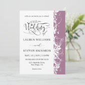 Aangepaste witte en violette Paarse bruiloft Kaart (Staand voorkant)
