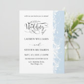 Aangepaste witte en zachte lichtblauwe bruiloft kaart (Staand voorkant)