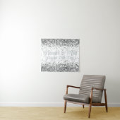 Aangepaste witte en zilveren glinsterende huwelijk wandkleed (In Situ (horizontaal))