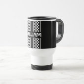 Aangepaste witte en zwarte Auto Race Stripe Travel Reisbeker (Voorkant rechts)